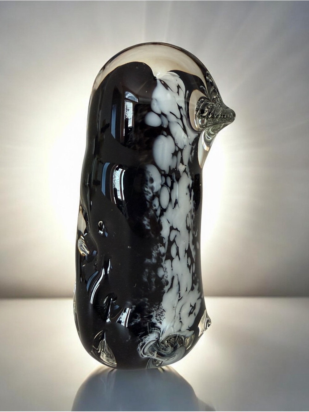 Glass Penguin Paperweight – 4”Figurine Desk Decor‎